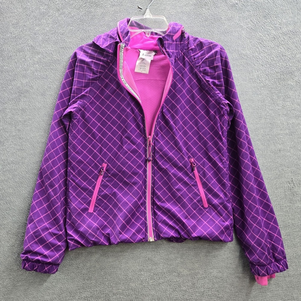 Ivivva Athletica Girls Jacket‎ 12 Purple Nylon Geometric Activewear Hooded